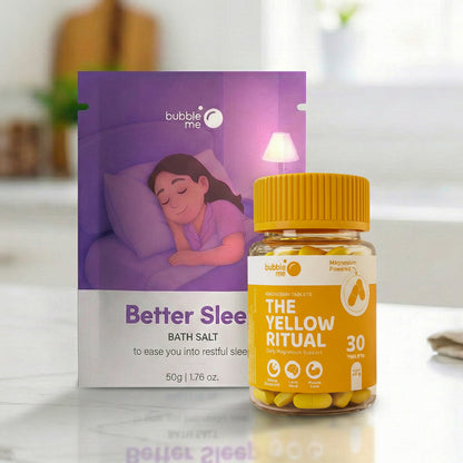 Sleep Support Bundle: Better Sleep Bath Salt Sachet and The Yellow Ritual Magnesium Tablets (30 Day)