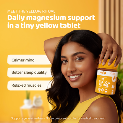 The Yellow Ritual | Sleep Support, Calm Mind, Muscle Ease & Heart Health | Daily Magnesium Supplement | 30 Tablets
