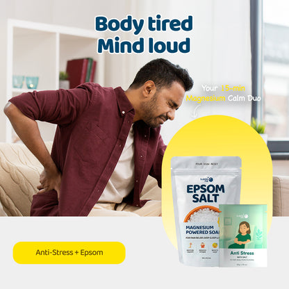 Stress Relief Soak Bundle: Anti Stress Sachet and 1 Kg Pharma Grade Epsom Salt