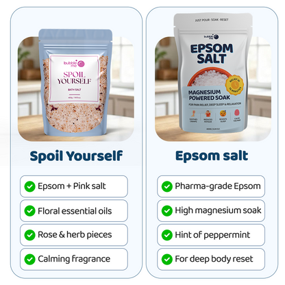 Magnesium Soak Duo | Spoil Yourself Bath Salt + Pure Epsom Salt