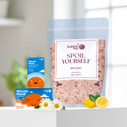 Head-to-Toe Magnesium Relief Combo | Spoil Yourself Bath Salt + Minute Mend Balm