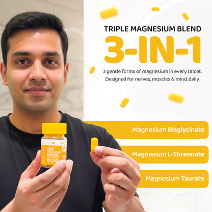 The Yellow Ritual | Sleep Support, Calm Mind, Muscle Ease & Heart Health | Magnesium Supplements Tablets | 30 Tablets