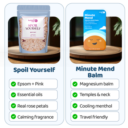 Head-to-Toe Magnesium Relief Combo | Spoil Yourself Bath Salt + Minute Mend Balm