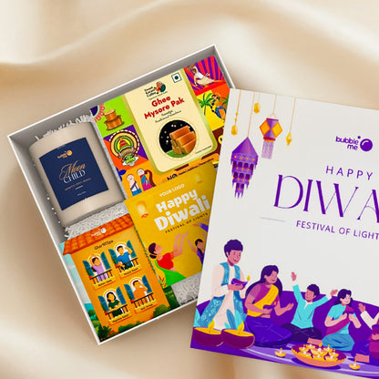 Ghar Ki Diwali | Glow & Gratitude Box | Reset Kit (4 Sachets) | Mysore Pak | Candle & Card