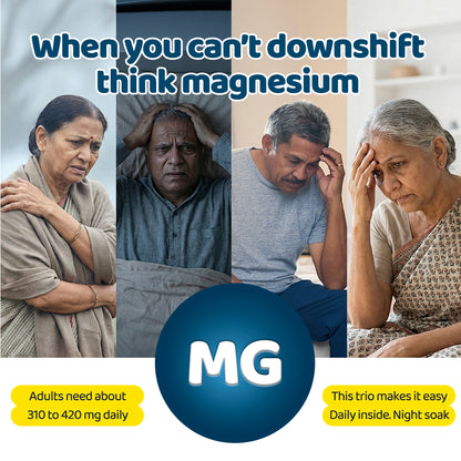 Stress Sleep Muscle Head Support Bundle: Yellow Ritual (30 Tabs) + Epsom Salt 1 Kg + Minute Mend Balm