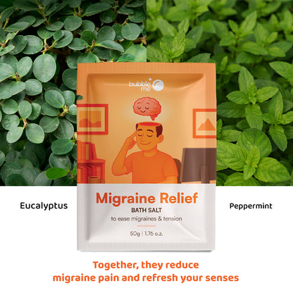 Migraine Relief | Epsom Salt with Peppermint & Chamomile Herbs | Bath Salt Sachet
