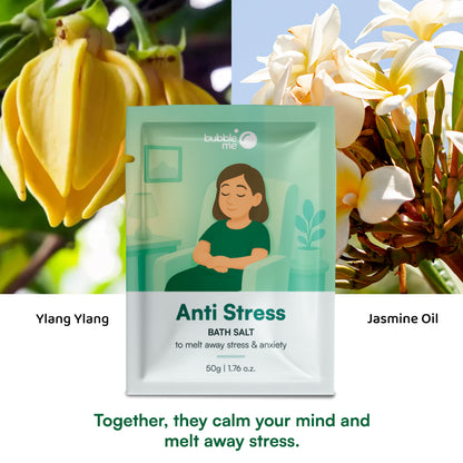 Anti-Stress | Epsom Salt Infused with Jasmine & Ylang Ylang Oils | Bath Salt Sachet