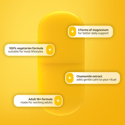 The Yellow Ritual | Sleep Support, Calm Mind, Muscle Ease & Heart Health | Magnesium Supplements Tablets | 30 Tablets