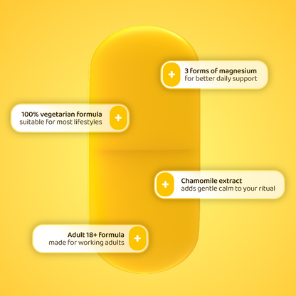 The Yellow Ritual | Sleep Support, Calm Mind, Muscle Ease & Heart Health | Daily Magnesium Supplement | 30 Tablets