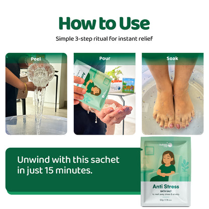 Anti-Stress | Epsom Salt Infused with Jasmine & Ylang Ylang Oils | Bath Salt Sachet