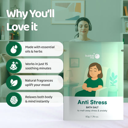 Anti-Stress | Epsom Salt Infused with Jasmine & Ylang Ylang Oils | Bath Salt Sachet