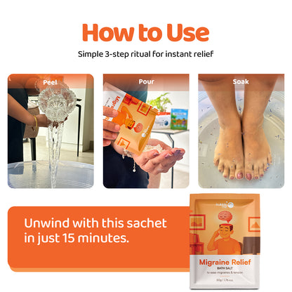 Migraine Relief | Epsom Salt with Peppermint & Chamomile Herbs | Bath Salt Sachet