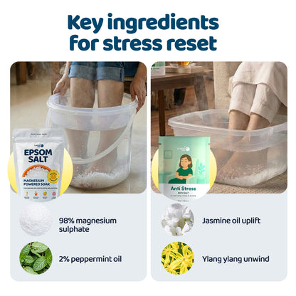 Stress Relief Soak Bundle: Anti Stress Sachet and 1 Kg Pharma Grade Epsom Salt