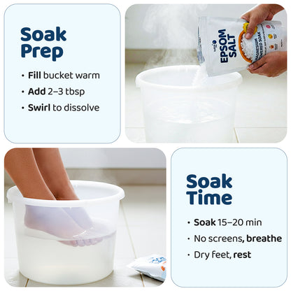Magnesium Powered Epsom Salt Soak | 100% Pharma-grade Magnesium Sulphate | Peppermint Essential Oil | 1 Kg Epsom Salt