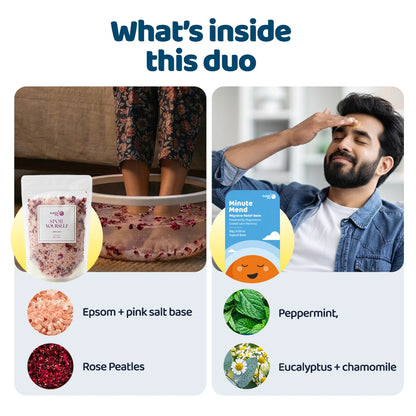 Head-to-Toe Magnesium Relief Combo | Spoil Yourself Bath Salt + Minute Mend Balm