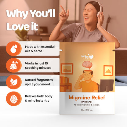 Migraine Relief | Epsom Salt with Peppermint & Chamomile Herbs | Bath Salt Sachet