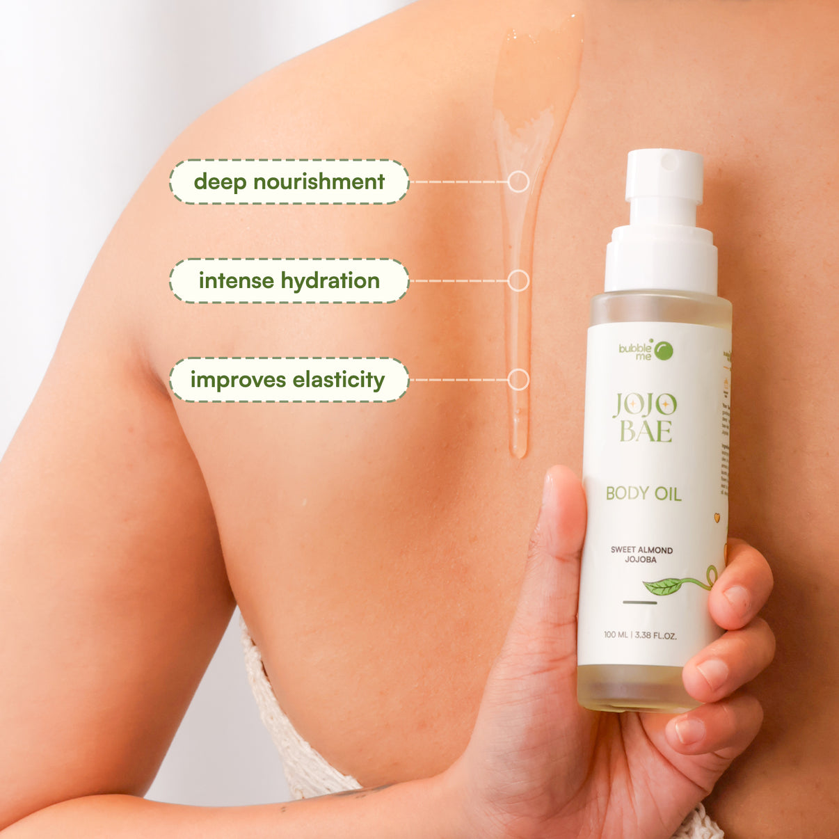 Jojo Bae Body Oil with Almond & Vitamin E for Deep Nourishment - Bubble Me