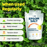 Magnesium Powered Epsom Salt Soak | 100% Pharma-grade Magnesium Sulphate | Peppermint Essential Oil | 1 Kg Epsom Salt