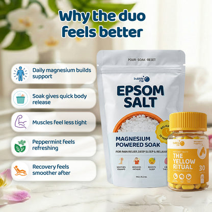 Daily Magnesium + Soak Combo: The Yellow Ritual with 1 Kg Pharma Grade Epsom Salt