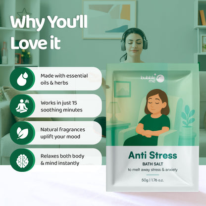 Anti-Stress | Epsom Salt Infused with Jasmine & Ylang Ylang Oils | Bath Salt Sachet
