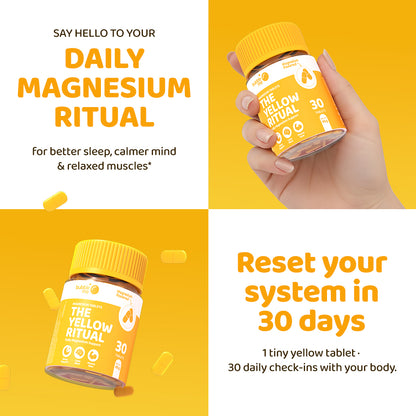 The Yellow Ritual | Sleep Support, Calm Mind, Muscle Ease & Heart Health | Magnesium Supplements Tablets | 30 Tablets