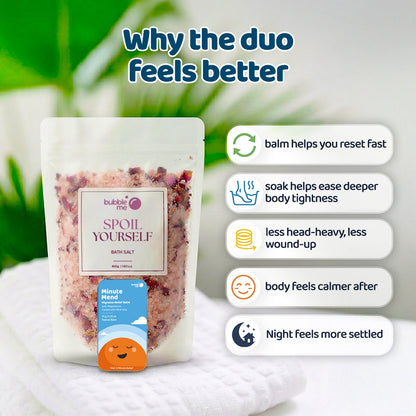 Head-to-Toe Magnesium Relief Combo | Spoil Yourself Bath Salt + Minute Mend Balm