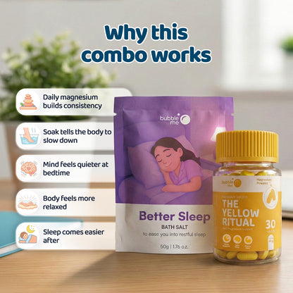 Sleep Support Bundle: Better Sleep Bath Salt Sachet and The Yellow Ritual Magnesium Tablets (30 Day)