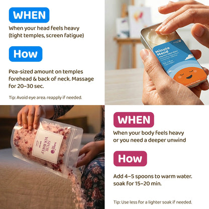 Head-to-Toe Magnesium Relief Combo | Spoil Yourself Bath Salt + Minute Mend Balm