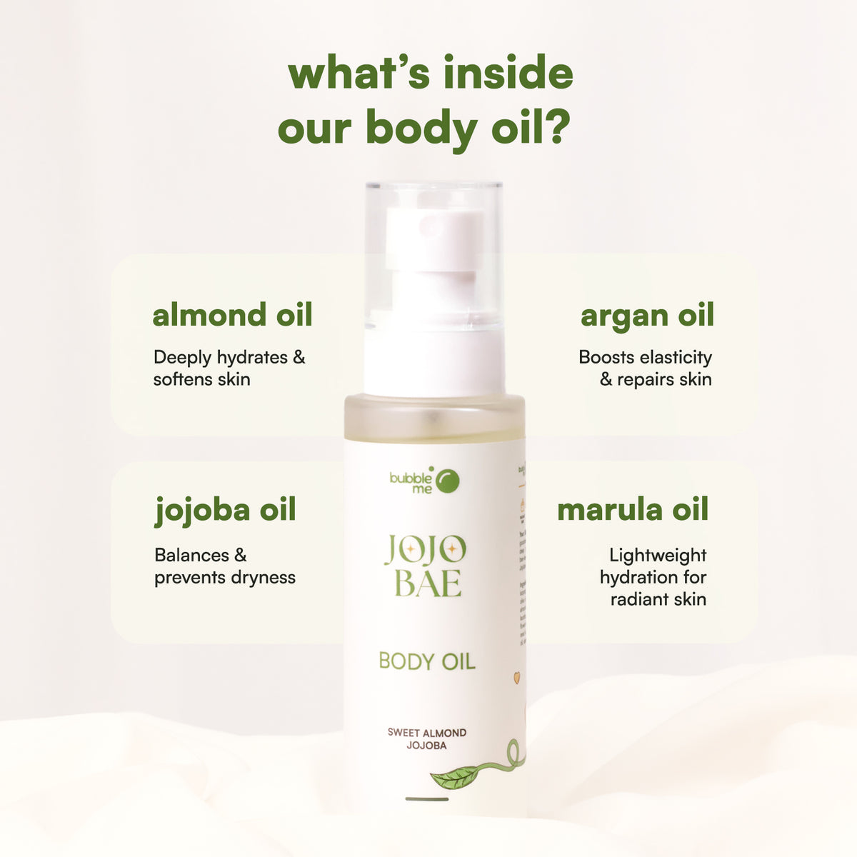 Jojo Bae Body Oil with Almond & Vitamin E for Deep Nourishment - Bubble Me