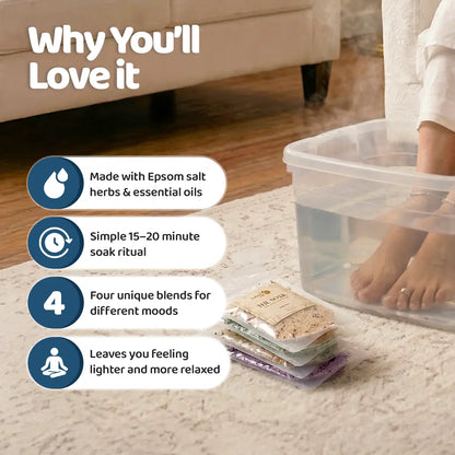 The Soak Potli | Epsom Salt & Essential Herbs | Pack of 4 | Bath salts