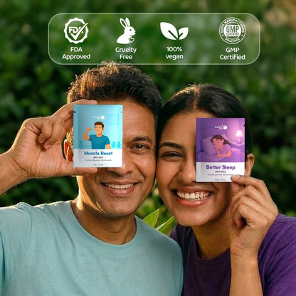 The Reset Kit - Bath Salts | Anti-Stress | Muscle Reset | Migraine Relief | Good Sleep | Pack of 4