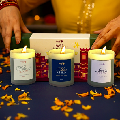 Diwali Glow | Wax & Wick Trio | 3 Moisturizing Candles | Gift Hamper