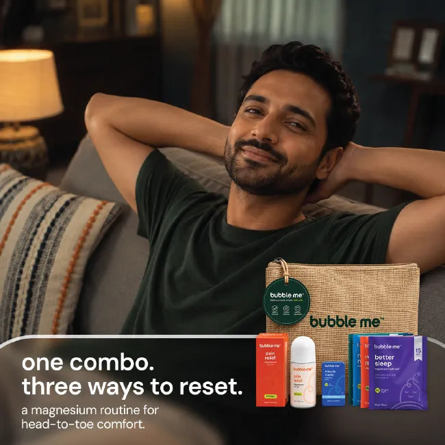 Travel Kit | Pain Relief Magnesium Roll-On + Minute Mend Magnesium Balm + The Reset Kit - 4 Magnesium Bath Salt Rituals for Sleep, Stress, Muscle & Head Comfort + Handy Pouch