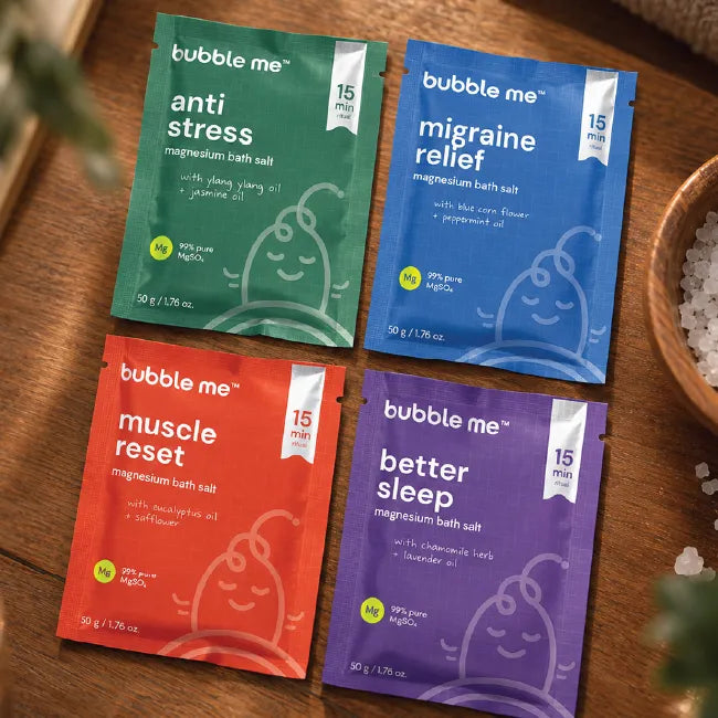 The Reset Kit - 4 Magnesium Bath Salt Rituals for Sleep, Stress, Muscle & Head Comfort