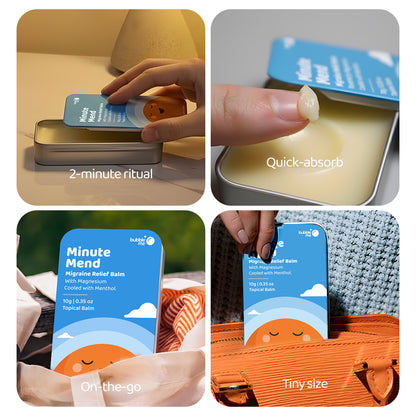 Minute Mend Magnesium Balm 10g | Peppermint, Eucalyptus, Chamomile | Migraine Headache Relief | 2-Minute Reset