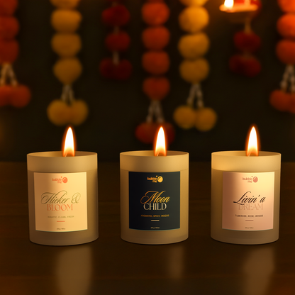 Diwali Glow | Wax & Wick Trio | 3 Moisturizing Candles | Gift Hamper