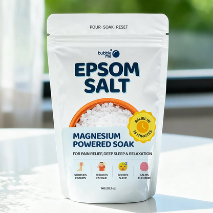 Magnesium Powered Epsom Salt Soak | 100% Pharma-grade Magnesium Sulphate | Peppermint Essential Oil | 1 Kg Epsom Salt